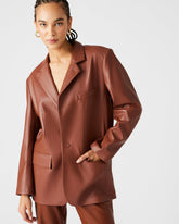 IMAAN FAUX LEATHER BLAZER COGNAC - SM REBOOTED
