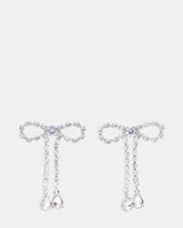 RHINESTONE BOW EARRINGS SILVER