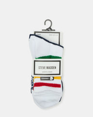 3 PACK STRIPED CREW SOCKS WHITE MULTI