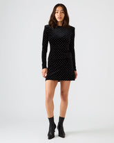 CINDI STUDDED VELVET SKIRT BLACK