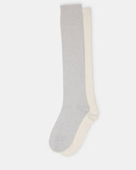 FALL 2 PACK MARLED KNEE HIGH SOCKS LIGHT GREY