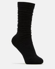 2 PACK SLOUCHY CREW SOCKS BLACK WHITE