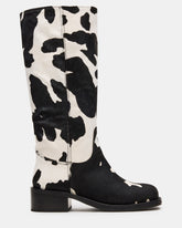 RIGGS BLACK COW PRINT WIDE CALF