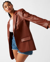IMAAN FAUX LEATHER BLAZER COGNAC - SM REBOOTED
