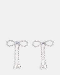RHINESTONE BOW EARRINGS SILVER