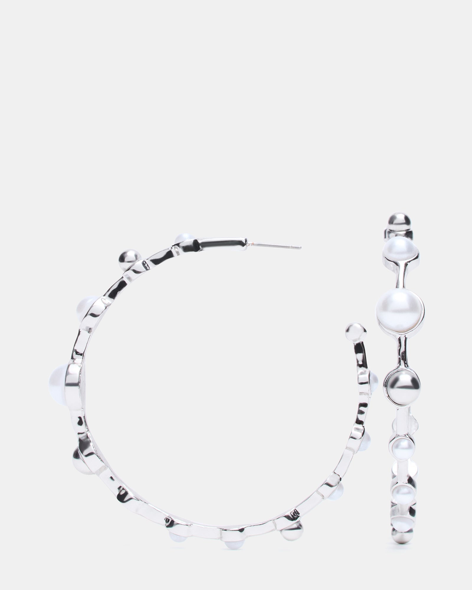 PEARL HOOP EARRINGS SILVER