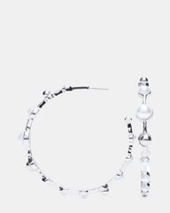 PEARL HOOP EARRINGS SILVER