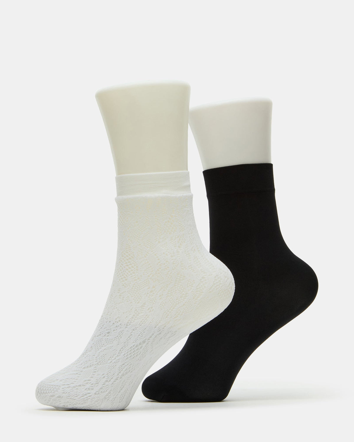 2 PACK LACE ANKLET SOCKS WHITE