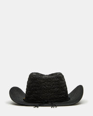 BEADED TRIM WESTERN HAT BLACK