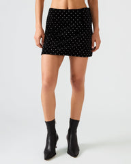 CINDI STUDDED VELVET SKIRT BLACK