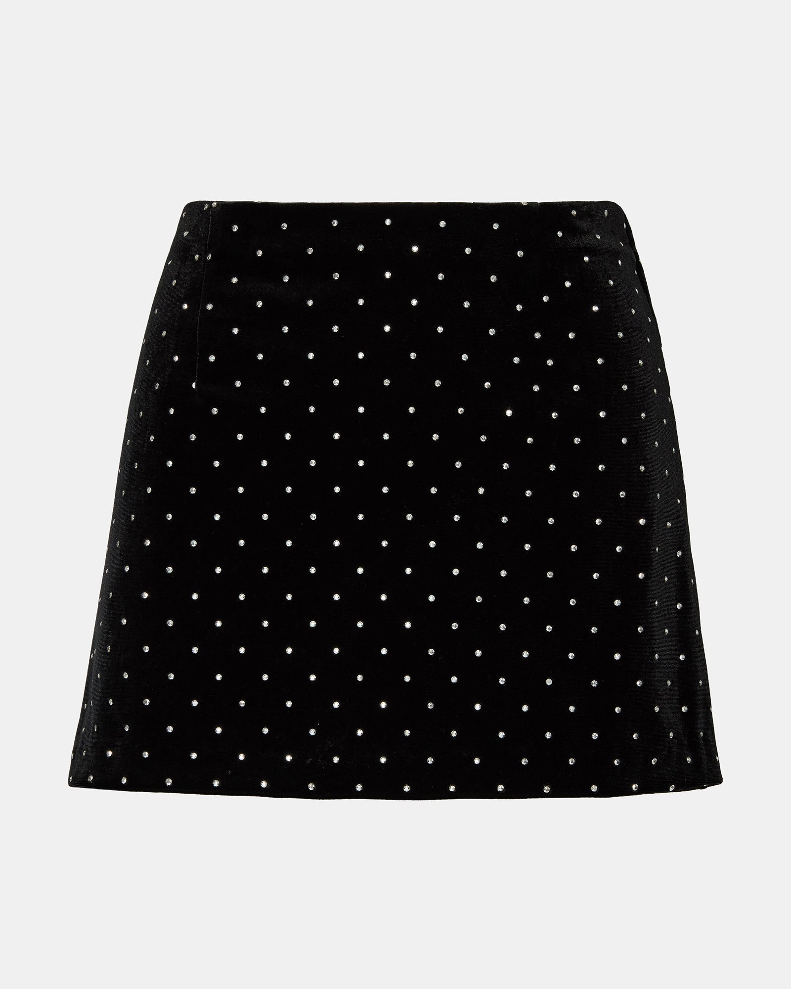 CINDI STUDDED VELVET SKIRT BLACK
