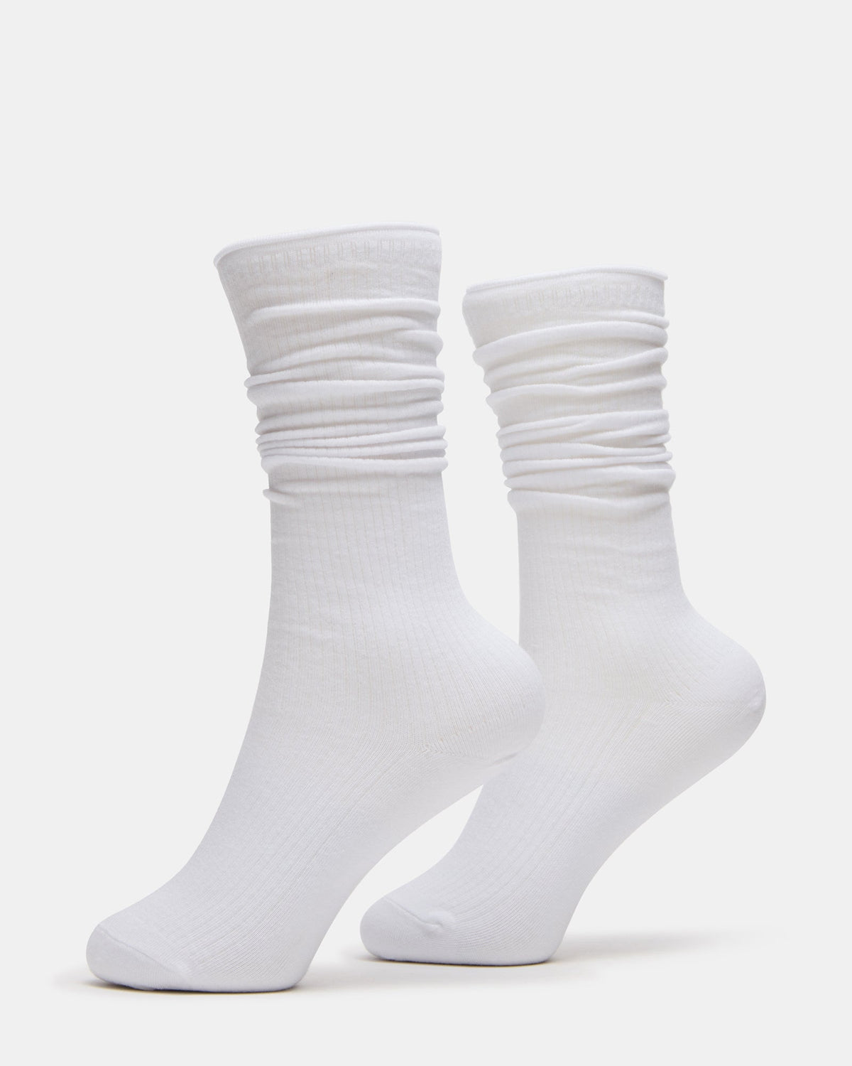 2 PACK RIB SLOUCH SOCKS WHITE