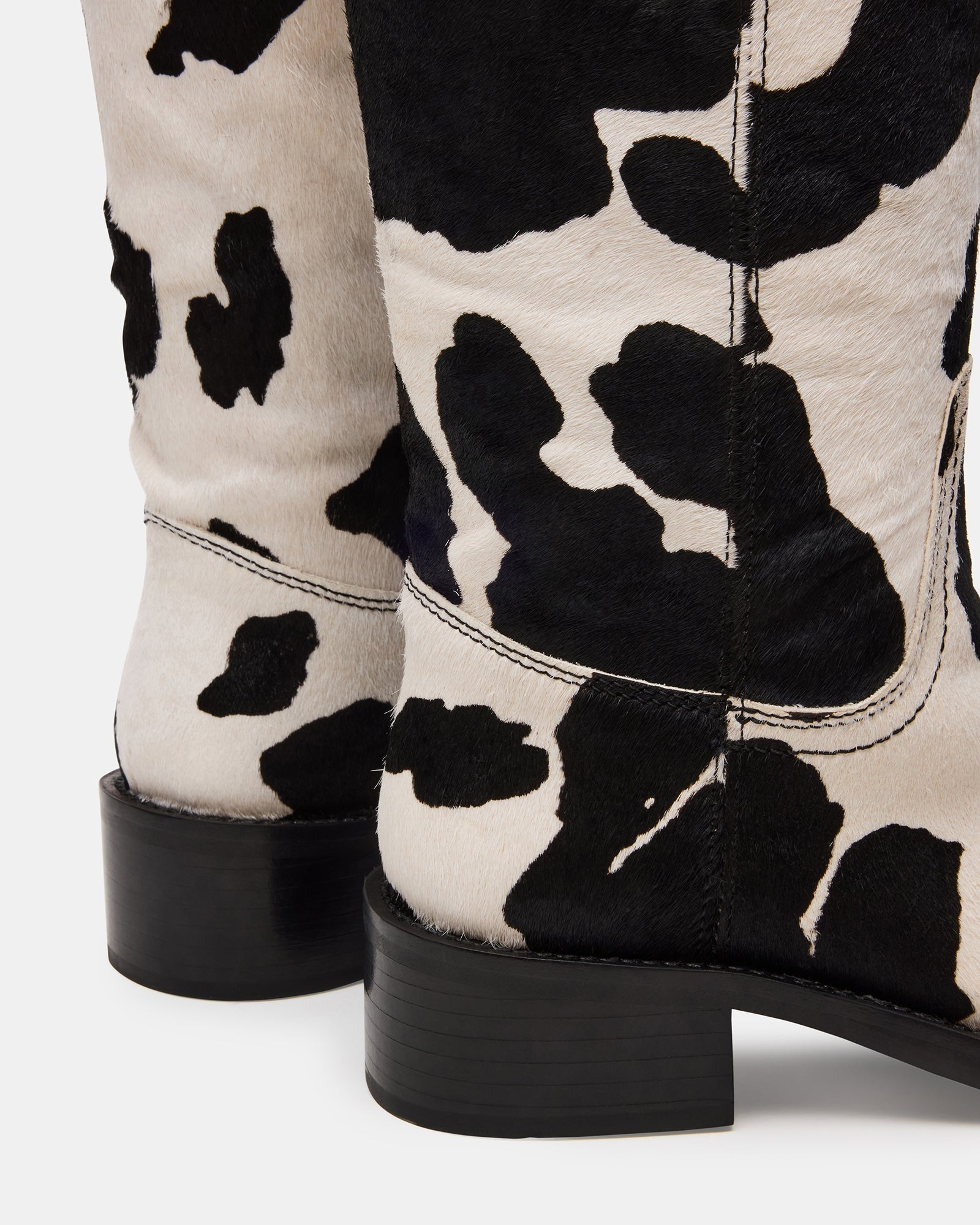 RIGGS BLACK COW PRINT WIDE CALF